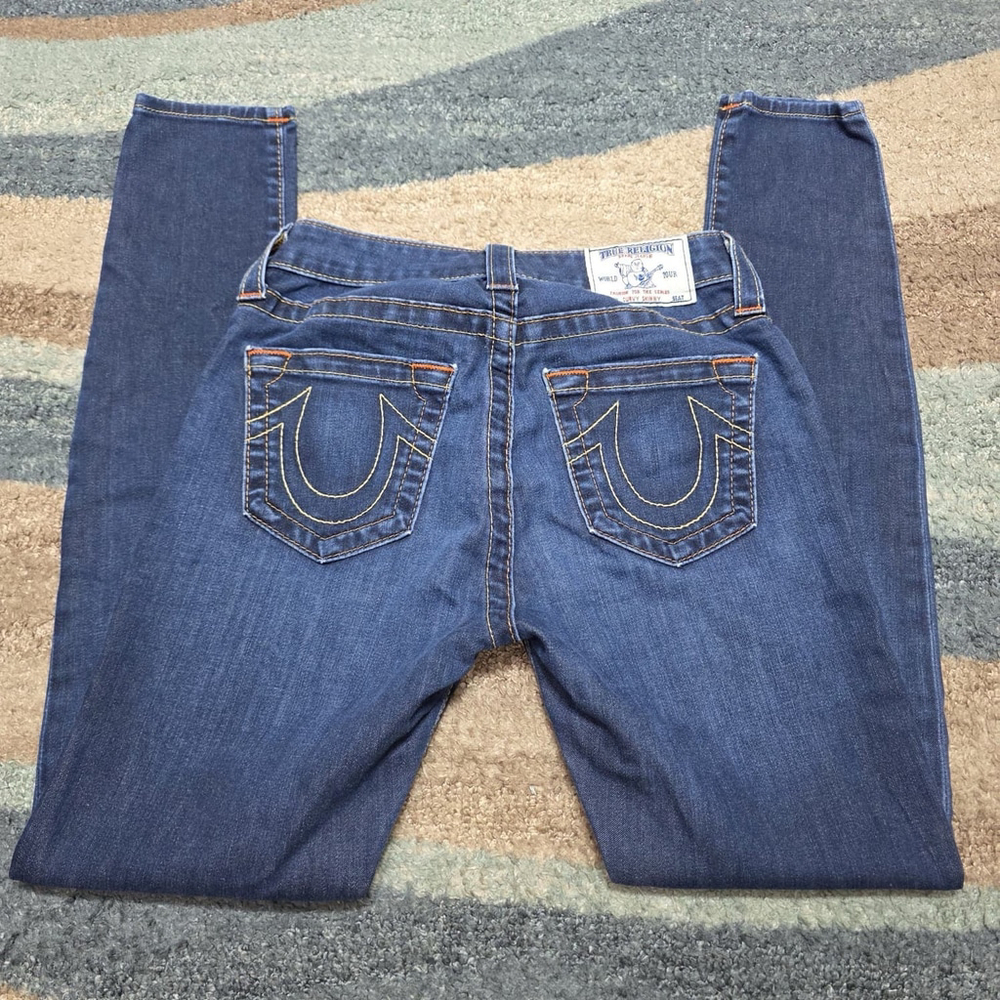True Religion Curvy Skinny Jeans Womens 26 Dark Wash Made USA